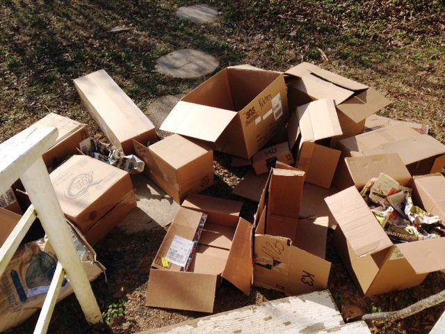 pile of empty boxes